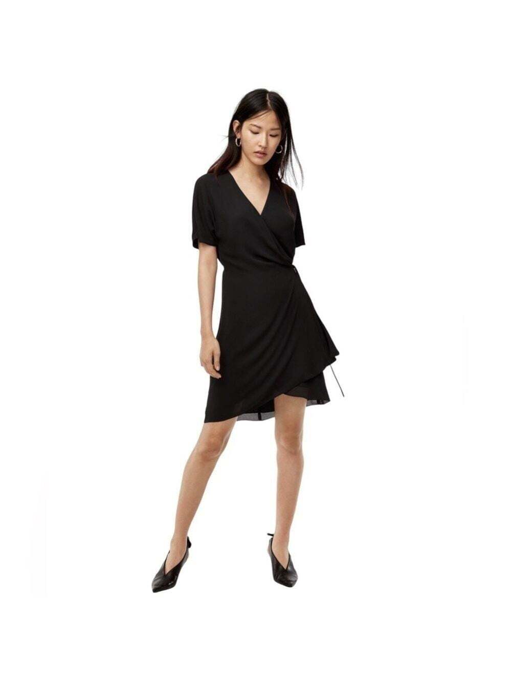 Aritzia Babaton Women’s Black Wallace Wrap Dress Size XS Short Sleeve Party